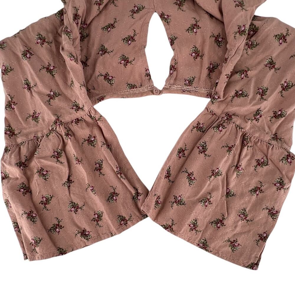 Arizona Jean Co Flowy Floral Quarter Bell Sleeve Babydoll Blouse Top Size Small - Picture 10 of 16